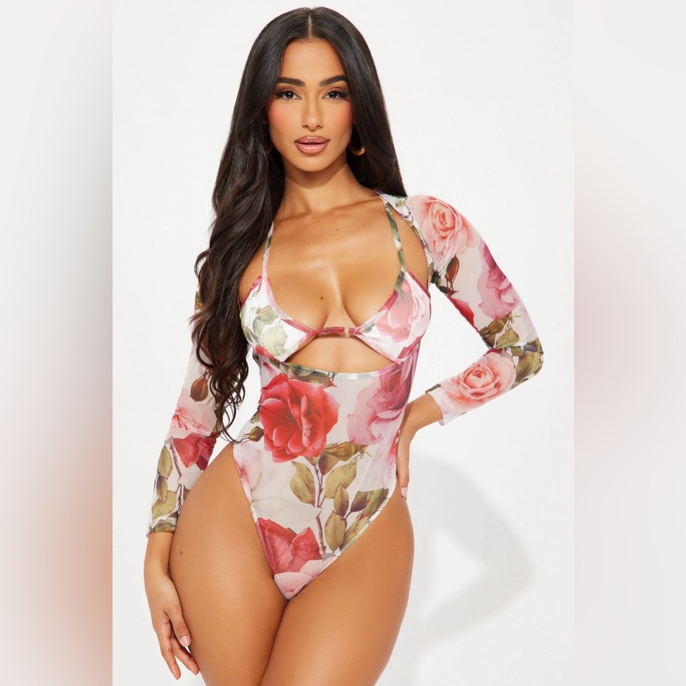Haven In Me Mesh Bodysuit - Pink/combo NWT 🏷️ Sizes: L & XL available! 🌹